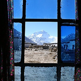 Mount Everest from monastery window - Rupert Taylor-Price