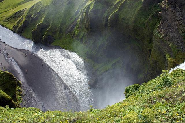 Looking down from Skógafoss