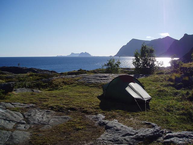 Camping at Å in the Lofoten Islands, Norway
